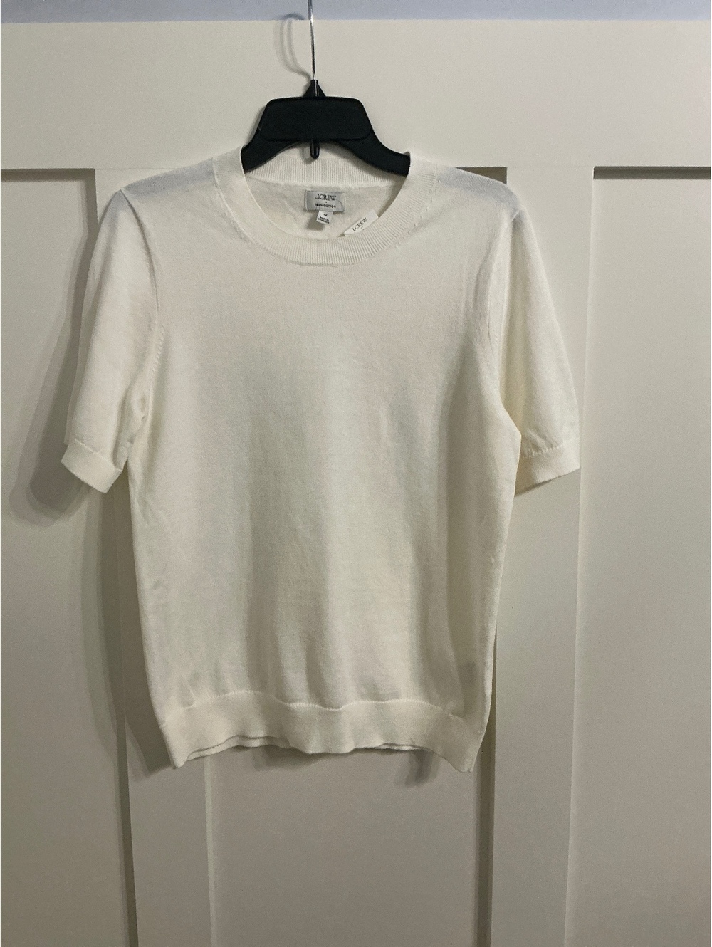 J.Crew Ivory 100% Cotton Short Sleeve Sweater womens Size M